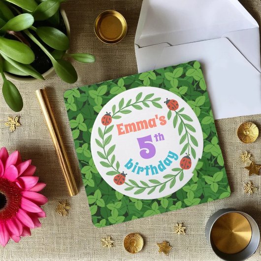 Schattigee aangepaste lieveheersbeestje & blad 5e  kaart