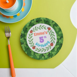 Schattigee aangepaste lieveheersbeestje & blad 5e papieren bordje