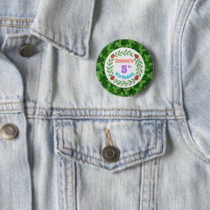 Schattigee aangepaste lieveheersbeestje & blad 5e ronde button 5,7 cm