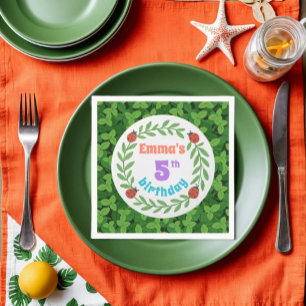 Schattigee aangepaste lieveheersbeestje & blad 5e  servet