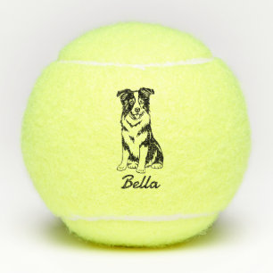 Schattigee aangepaste naam Border Collie Dog Speel Tennisballen