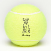 Schattigee aangepaste naam Boxer Dog Speelgoed Tennisballen (Achterkant)