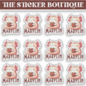 Schattigee aangepaste naam Cozy Axolotl Coffee Sti Sticker (Voorkant)