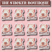 Schattigee aangepaste naam Cozy Axolotl Coffee Sti Sticker