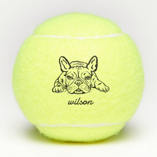 Schattigee aangepaste naam Franse Bulldog Frenchie Tennisballen (Voorkant)