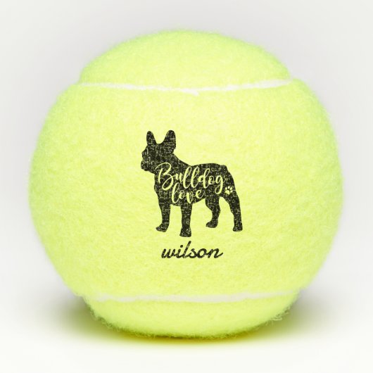 Schattigee aangepaste naam Franse Bulldog Frenchie Tennisballen (Voorkant)