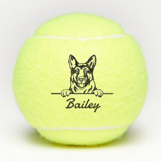 Schattigee aangepaste naam German Shepherd Dog Spe Tennisballen (Voorkant)