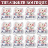 Schattigee aangepaste naam Schattige Axolotl Shopp Sticker (Voorkant)