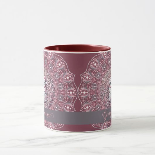 Schattigee aangepaste naam Whimsical Pink Snowman Mok (Midden)