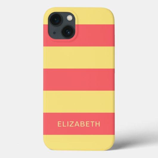 Schattigee aangepaste naam zalm en gele strepen Case-Mate iPhone case (Achterkant)