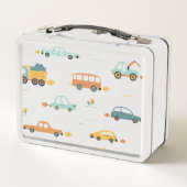 Schattigee aangepaste pastel blauw en oranje auto (Achterkant)