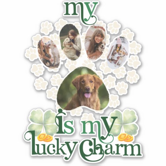 Schattigee aangepaste paw foto's Dog St Patrick's Sticker (Voorkant)