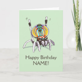 Schattigee Aangepaste Peacock Spider Happy Birthda Kaart