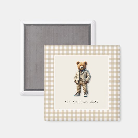 Schattigee aangepaste teddy magneet (Voorkant / Achterkant)