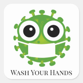 Schattigee Aangepaste Tekst Groene Viruskiem Emoji Vierkante Sticker