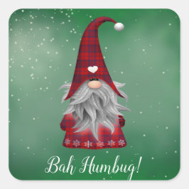 Schattigee aangepaste tekst Grumpy Red Gnome Green Vierkante Sticker
