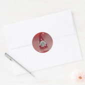 Schattigee aangepaste tekst Red Plaid Gnome Red Ho Ronde Sticker (Envelop)