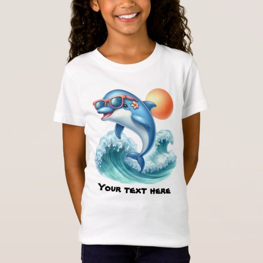 Schattigee aanpasbare stranddolfijn t-shirt (Voorkant)