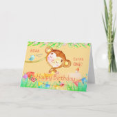 Schattigee Aap Eerste Verjaardag Bedankkaart (Voorkant)