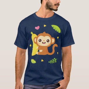 Schattigee Aap en Banaan Tropische Vibes T-shirt