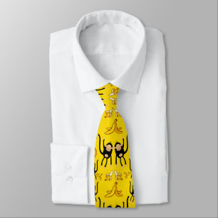 Schattigee aap- en bananenprint stropdas