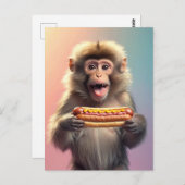 Schattigee aap met hotdog briefkaart (Voorkant / Achterkant)