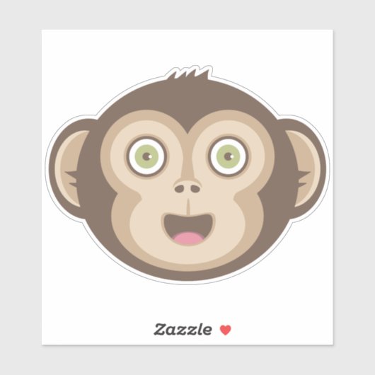 Schattigee aap - Schattige chimpansee Happy Face Sticker (Vel)
