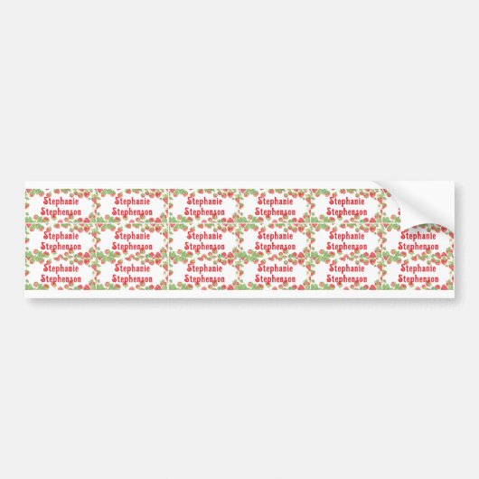 Schattigee Aardbei Meisje Waterdichte School Naam  Bumpersticker (Voorkant)