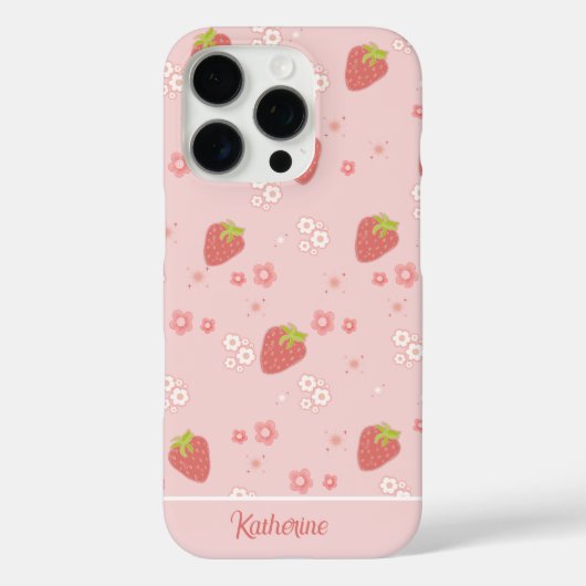 Schattigee aardbei met bloemen. Case-Mate iPhone case (Achterkant)