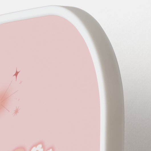 Schattigee aardbei met bloemen. pickleball paddle (Links Detail)