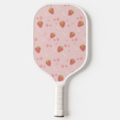 Schattigee aardbei met bloemen. pickleball paddle (Achterkant)