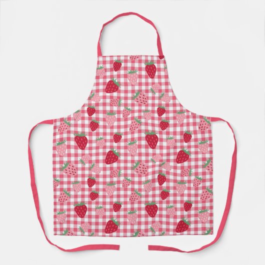 Schattigee aardbei Plaid Gingham Patterned Schort (Voorkant)