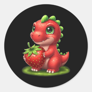 Schattigee Aardbei Summer Fruit Lover Dinosaur T R Ronde Sticker