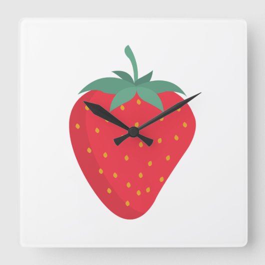 Schattigee aardbei wandklok vierkante klok (Voorkant)