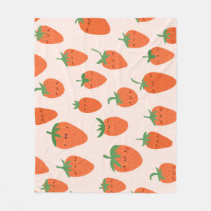 Schattigee aardbeien: Cartoon Fleece Deken