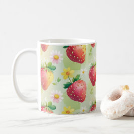 Schattigee aardbeien regenboog verjaardagsfeestje koffiemok