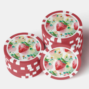 Schattigee aardbeien regenboog verjaardagsfeestje poker chips