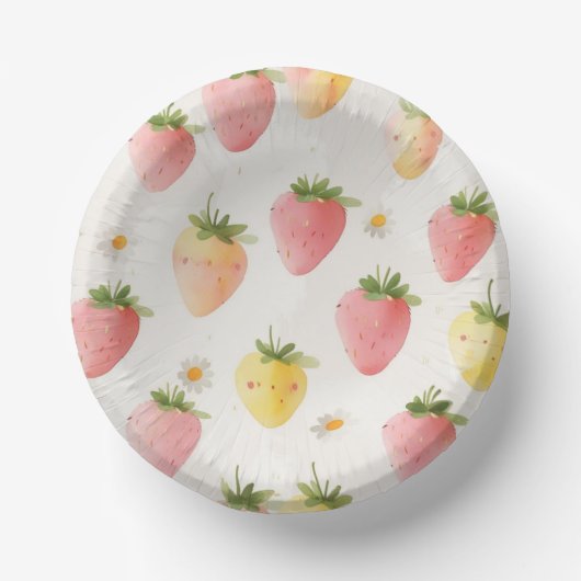 Schattigee aardbeien regenboogpatroon verjaardagsf papieren kommen (Voorkant)