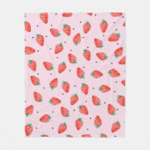 Schattigee Aardbeiendeken met zwarte Stippen, roze Fleece Deken (Voorkant)