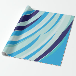 Schattigee Abstracte Blauwe Diagonale Streep Cadeaupapier