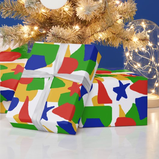 Schattigee Abstracte kinder kleurrijke Chaos Patte Cadeaupapier (Feestdagen)