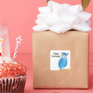 Schattigee Abstracte Uil Happy Birthday Stickers