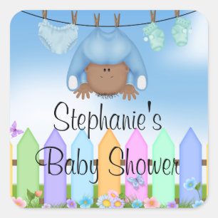 Schattigee achtertuin kleding lijn Baby shower Sti Vierkante Sticker