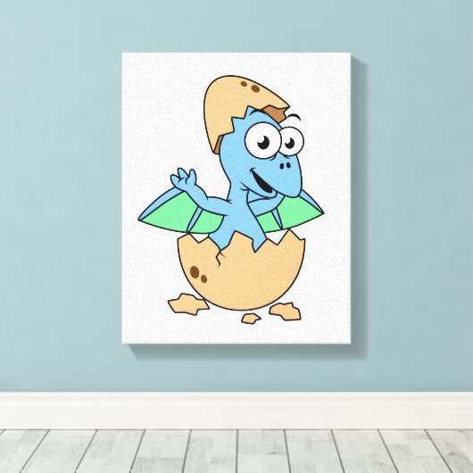 Schattigee afbeelding van een Baby-pterodactylus. Canvas Afdruk (Insitu (Houten vloer))