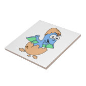 Schattigee afbeelding van een Baby-pterodactylus. Tegeltje (Zijkant)