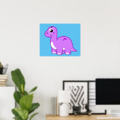 Schattigee afbeelding van een brontosaurusdinosaur poster (Thuiskantoor)
