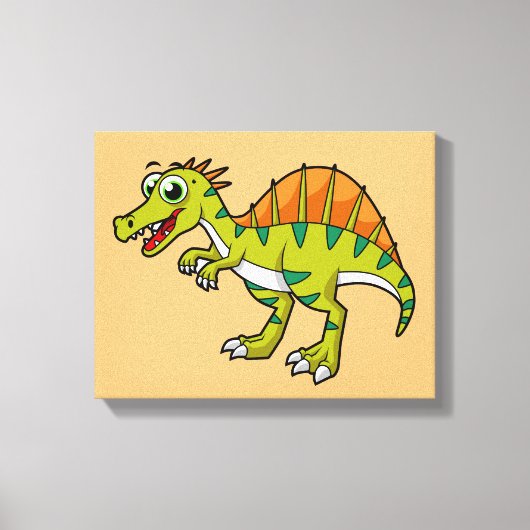 Schattigee afbeelding van een lachende spinosaurus canvas afdruk (Voorkant)