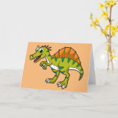 Schattigee afbeelding van een lachende spinosaurus kaart (Gele Bloem)