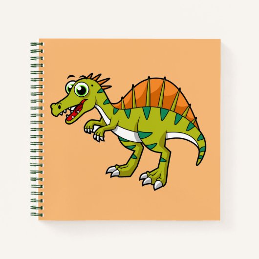 Schattigee afbeelding van een lachende spinosaurus notitieboek (Voorkant)
