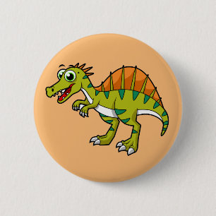 Schattigee afbeelding van een lachende spinosaurus ronde button 5,7 cm